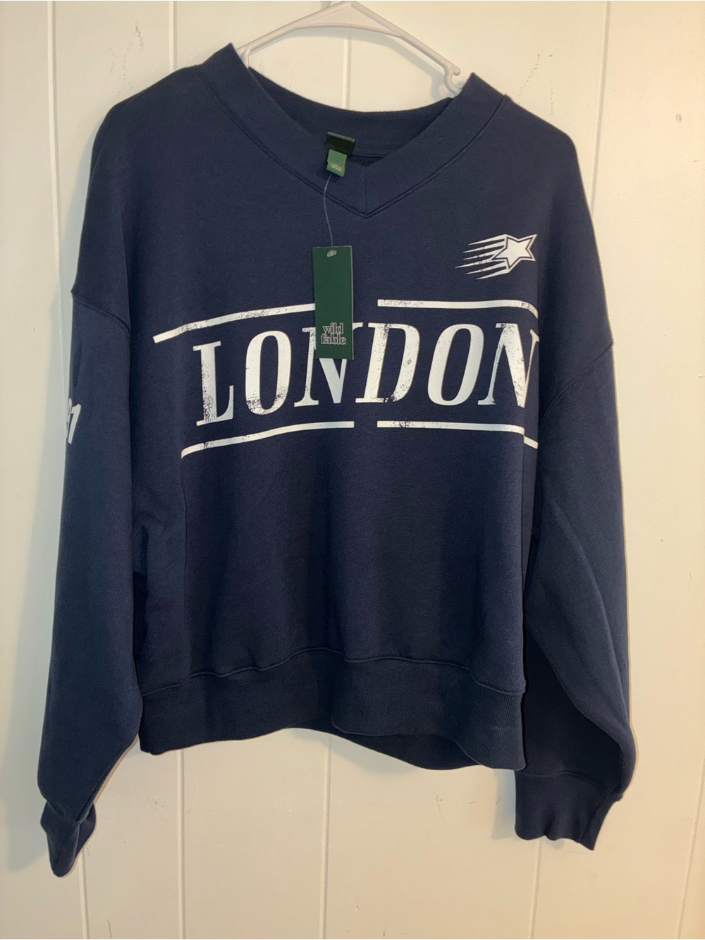 wild fable Navy London Graphic Crewneck Sweatshirt